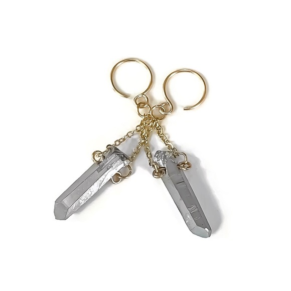 14KYGF Crystal Quartz Point Earrings - Picture 8 of 12